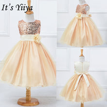 Load image into Gallery viewer, It's YiiYa Flower Girl Dress 2019 Flowers First Communion Dresses For Girls Elegant O-neck Sequined Christmas Ball Gowns L067
