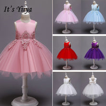Load image into Gallery viewer, It's YiiYa Flower Girl Dress 2019 Flowers O-neck Christmas Ball Gowns Elegant Big Bow First Communion Dresses For Girls 183
